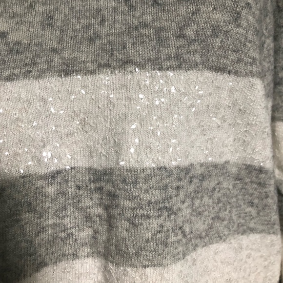J Crew Cozy Gray Sequin StripedSweater - Picture 4 of 7